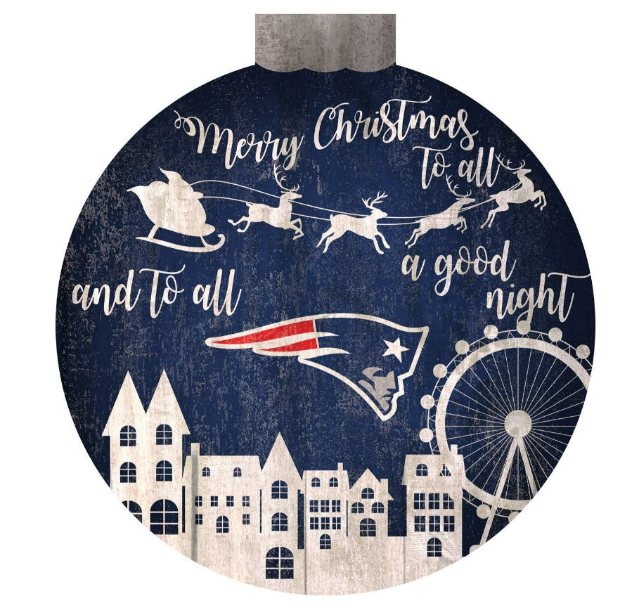 New England Patriots 12" Christmas Village Wall Art Wood Sign - Dynasty Sports & Framing 