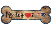 New England Patriots Football Dog Bone Wooden Sign - Dynasty Sports & Framing 