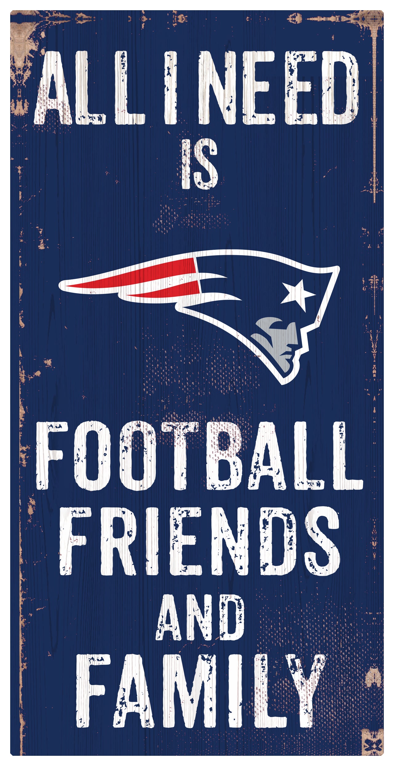 New England Patriots Football, Friends, & Family Wood Sign - Dynasty Sports & Framing 