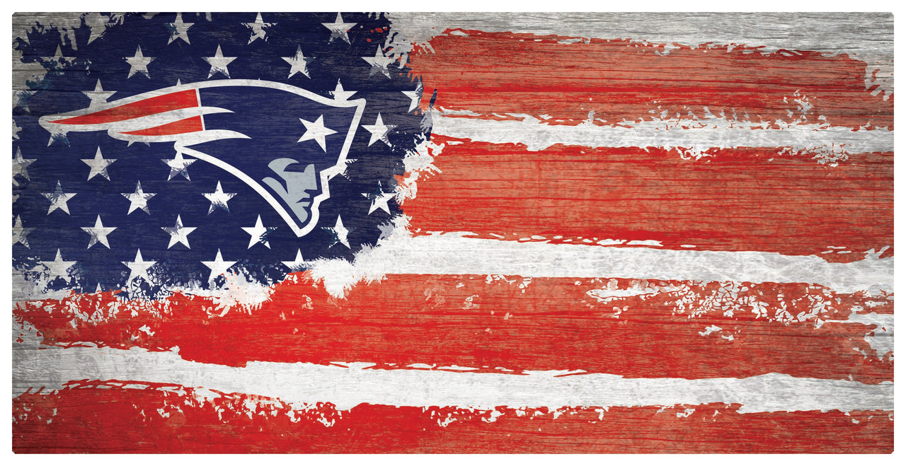 New England Patriots Team Flag Wooden Sign - Dynasty Sports & Framing 