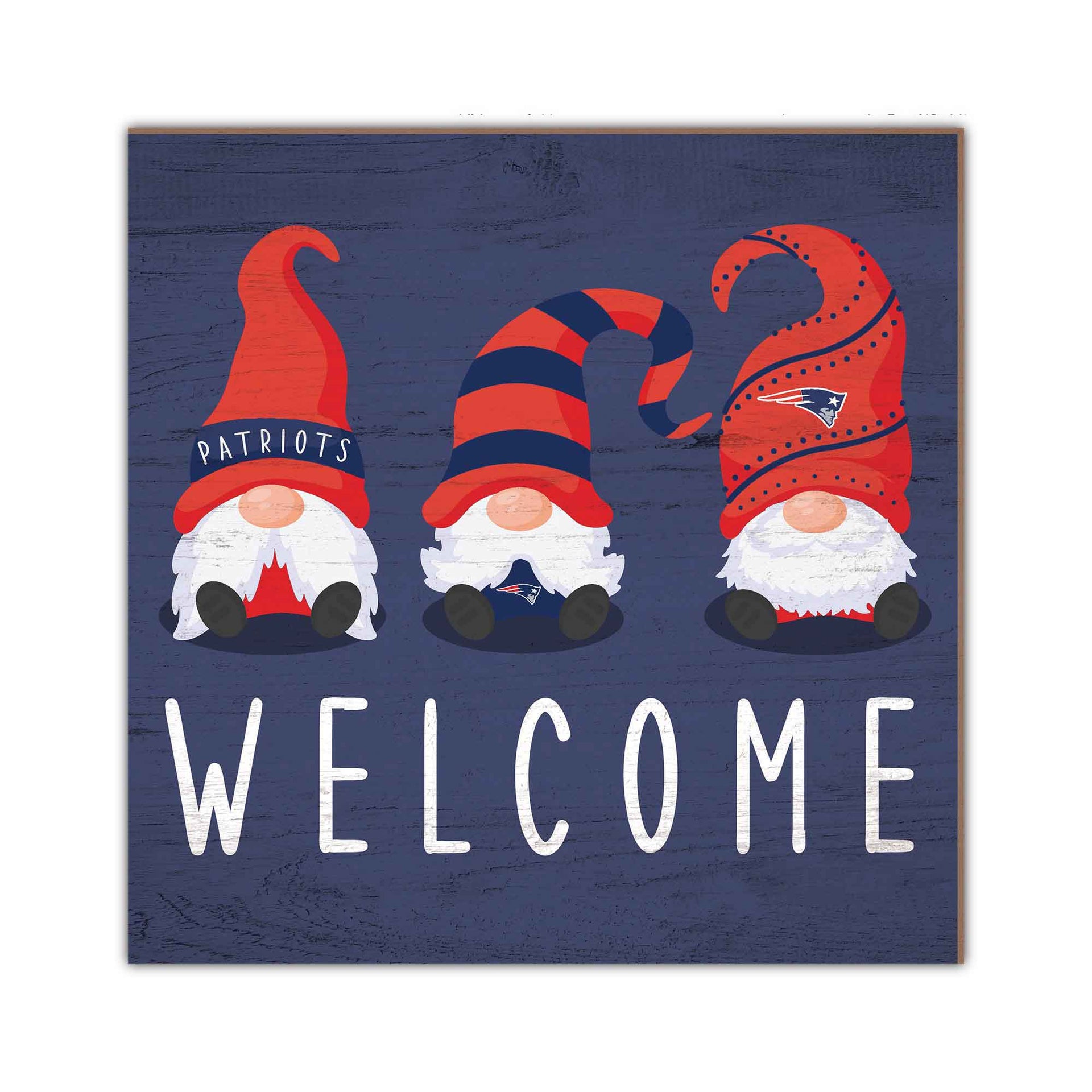 New England Patriots Gnome 10" Welcome Wood Sign - Dynasty Sports & Framing 