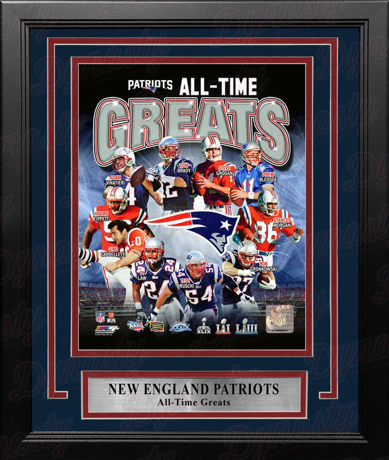 New England Patriots All-Time Greats NFL Football 8" x 10" Framed and Matted Photo - Dynasty Sports & Framing 