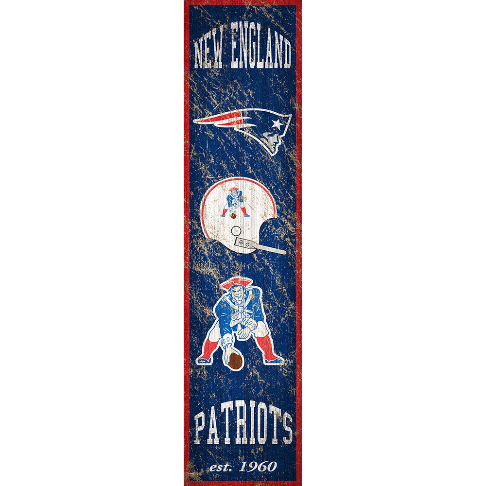 New England Patriots Heritage Vertical Wooden Sign - Dynasty Sports & Framing 
