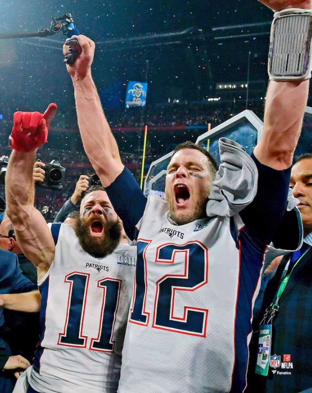 Julian Edelman & Tom Brady Super Bowl LIII New England Patriots 8" x 10" Football Photo - Dynasty Sports & Framing 