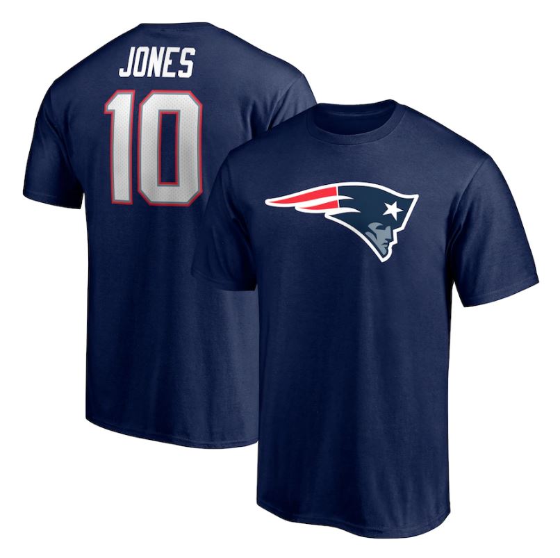 Mac Jones New England Patriots Player Icon Navy Blue T-Shirt - Dynasty Sports & Framing 