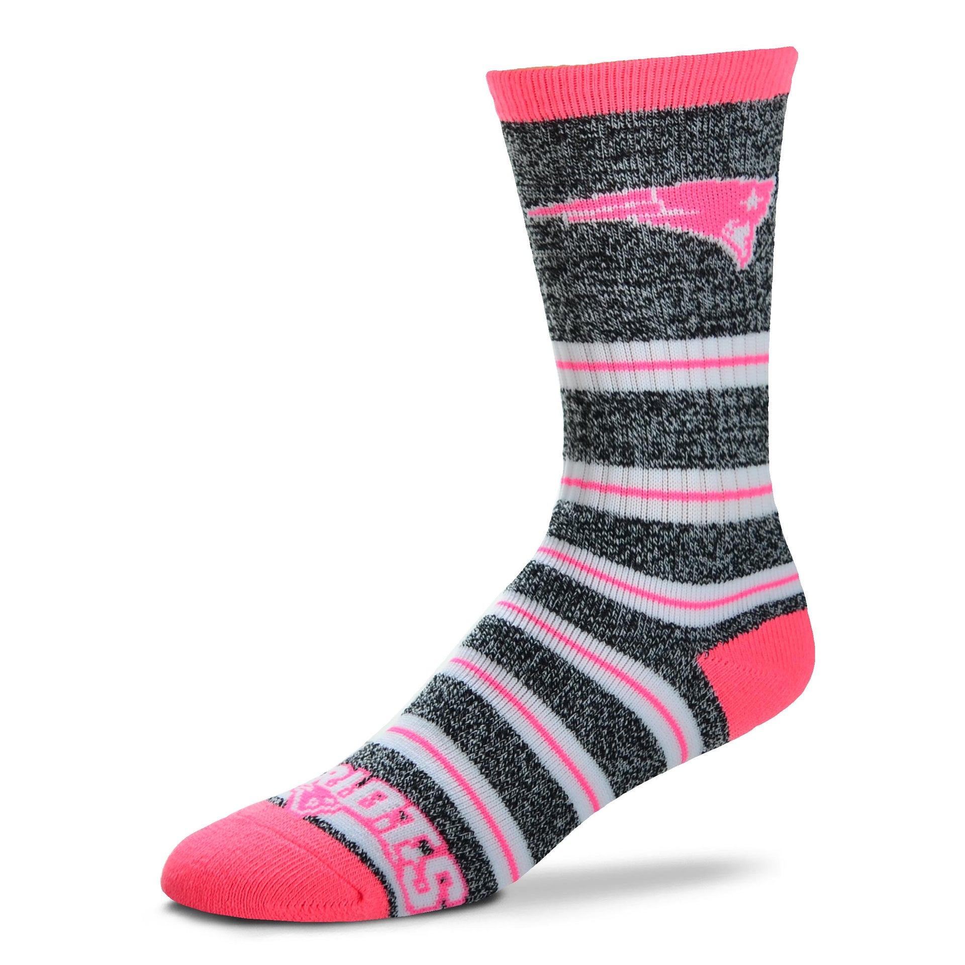 New England Patriots Melange Stripe Pink Socks - Dynasty Sports & Framing 