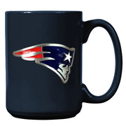 New England Patriots 15oz. Metal Emblem Logo Ceramic Mug - Dynasty Sports & Framing 