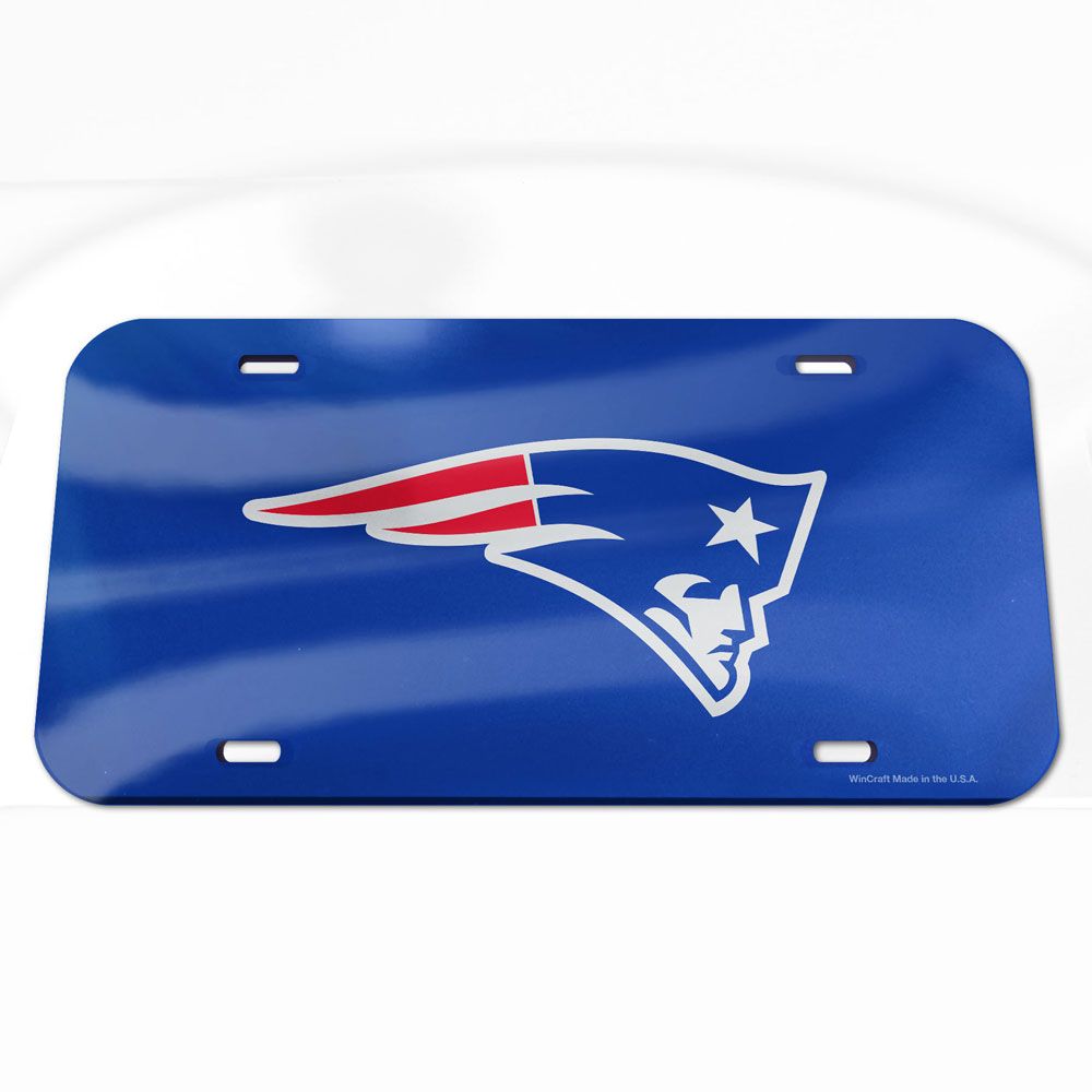 New England Patriots Laser Engraved License Plate - Mirror Team Color - Dynasty Sports & Framing 