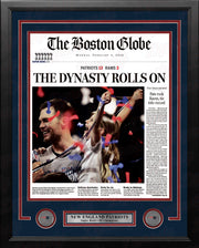New England Patriots Super Bowl LIII Champions Framed Boston Globe Photo - Dynasty Sports & Framing 