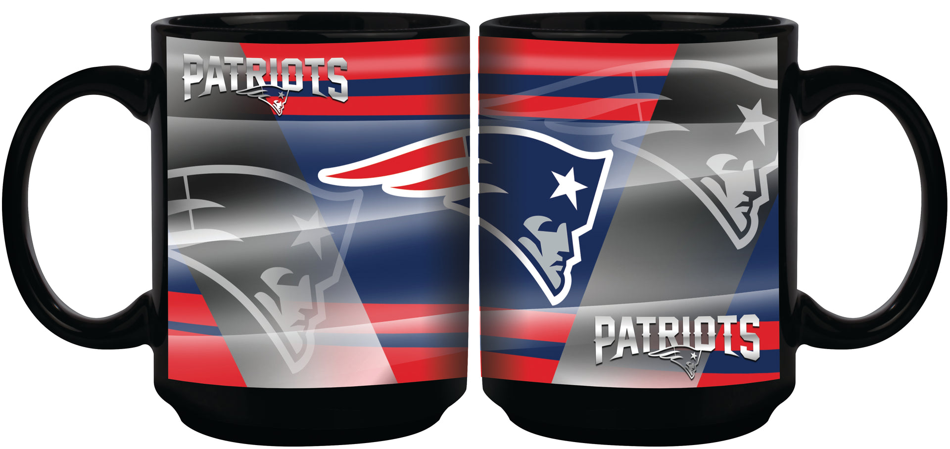 New England Patriots 11oz. Shadow Sublimated Coffee Mug - Black - Dynasty Sports & Framing 