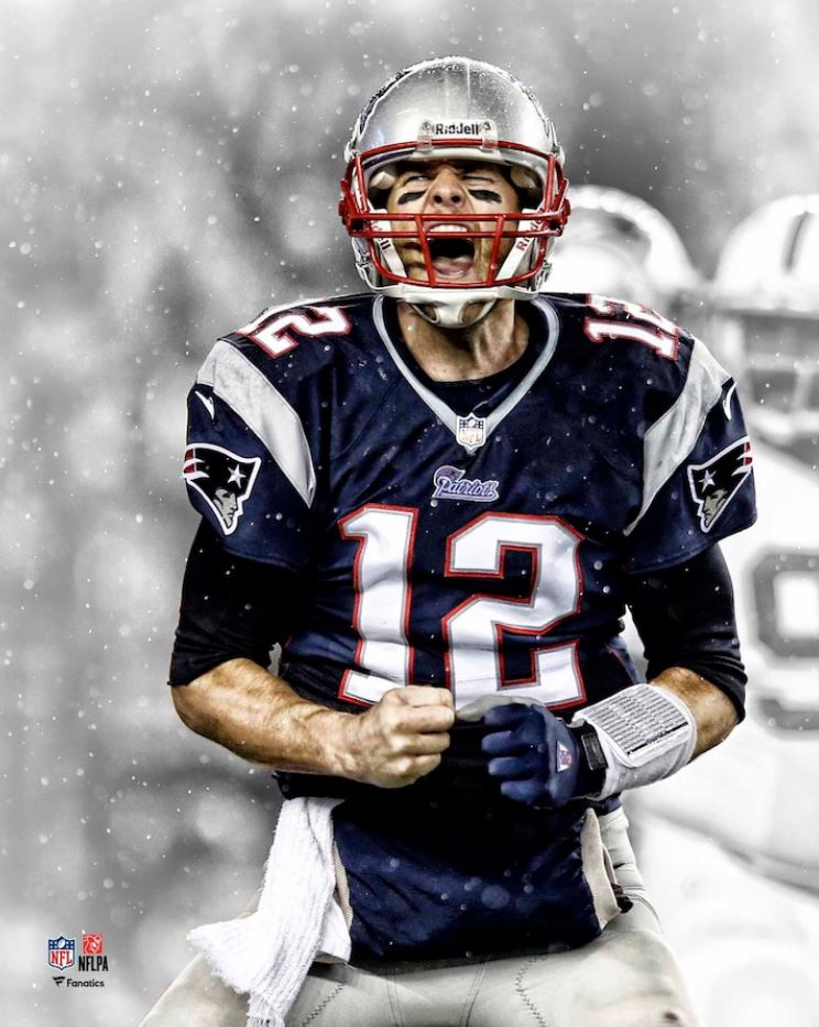 Tom Brady Scream Spotlight New England Patriots 8" x 10" Football Photo - Dynasty Sports & Framing 