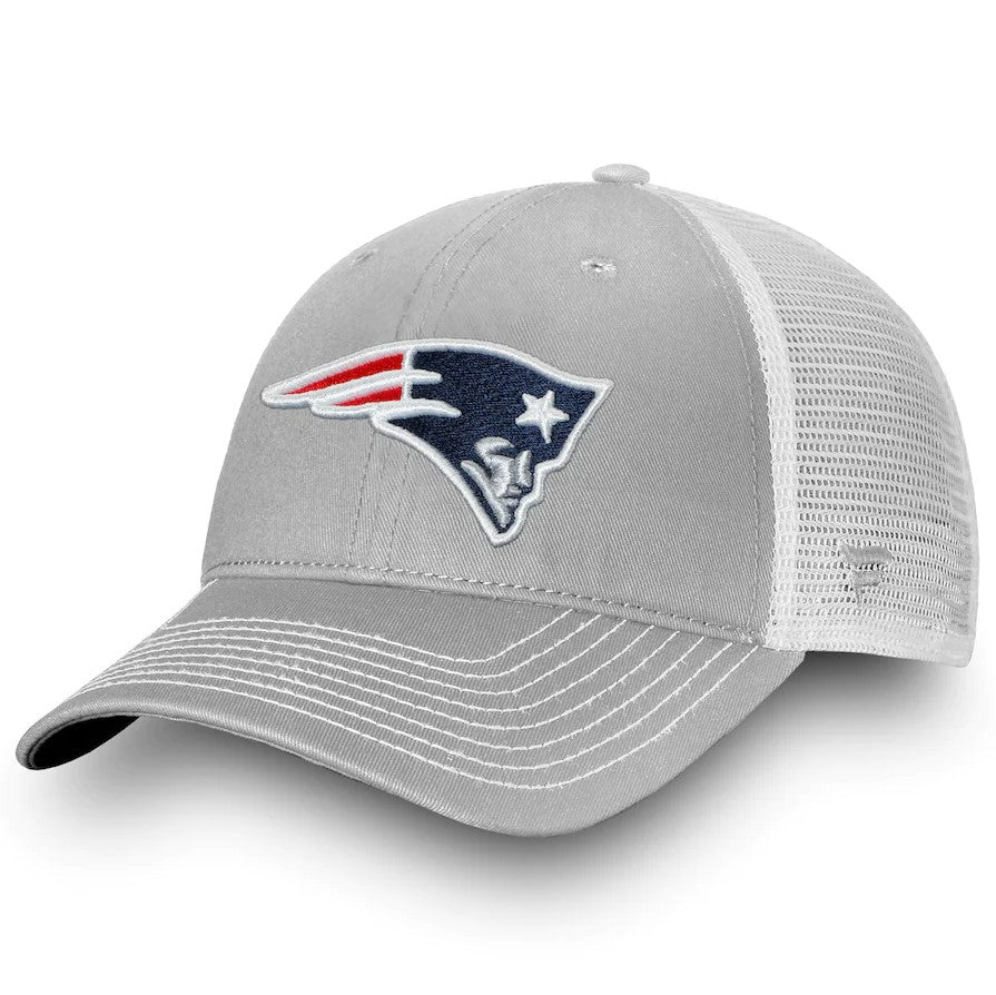 New England Patriots Fundamental Trucker Snapback Hat - Gray/White - Dynasty Sports & Framing 