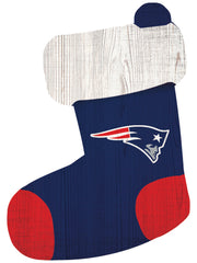 New England Patriots Wooden Stocking Ornament - Dynasty Sports & Framing 