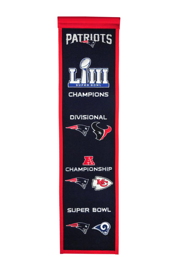 New England Patriots Super Bowl LIII Road to the Championship NFL Heritage Banner - Dynasty Sports & Framing 