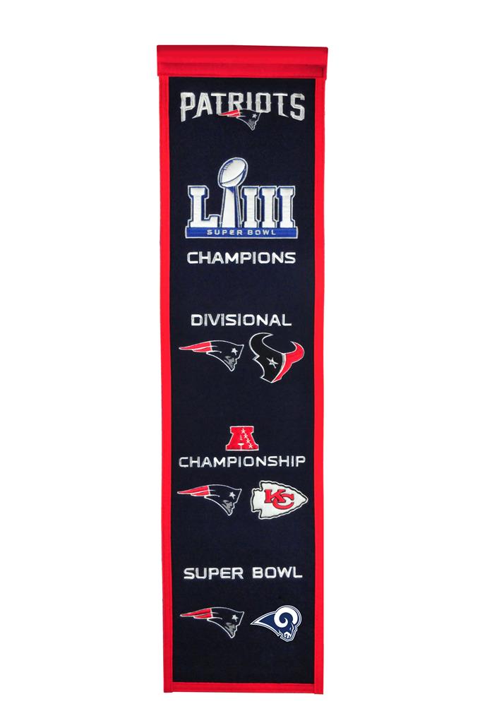 New England Patriots Super Bowl LIII Road to the Championship NFL Heritage Banner - Dynasty Sports & Framing