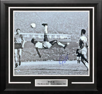 Pele Bicycle Kick, Brazil v. Belgium Autographed Soccer 16" x 20" Framed and Matted Photo - Dynasty Sports & Framing 