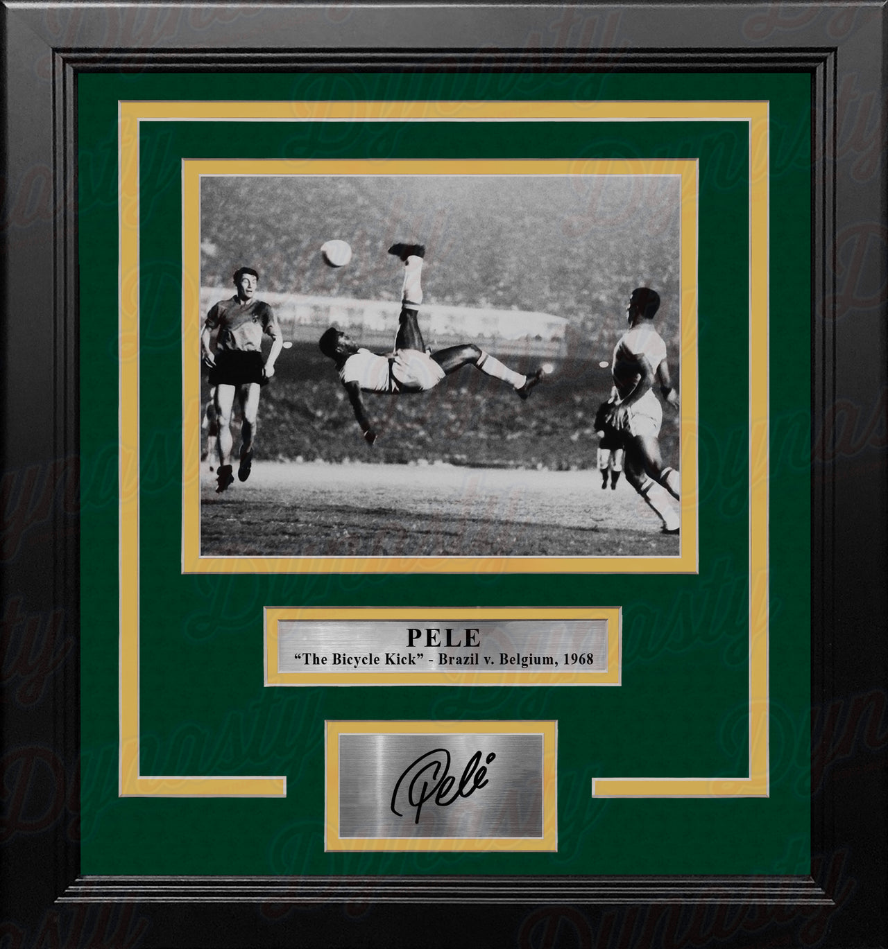 Pele Bicycle Kick Brazil National Team 8x10 Framed Soccer Photo with Engraved Autograph - Dynasty Sports & Framing 