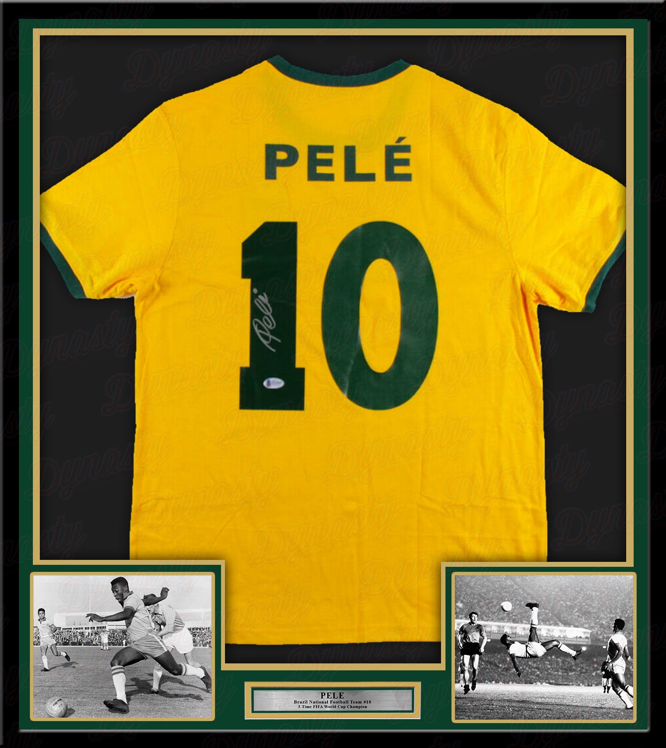 Pele Autographed Framed Soccer Jersey & Photo Collage - Dynasty Sports & Framing 