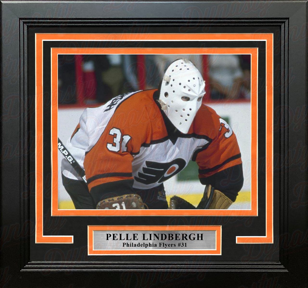 Pelle Lindbergh in Action Philadelphia Flyers Framed Hockey Photo - Dynasty Sports & Framing 