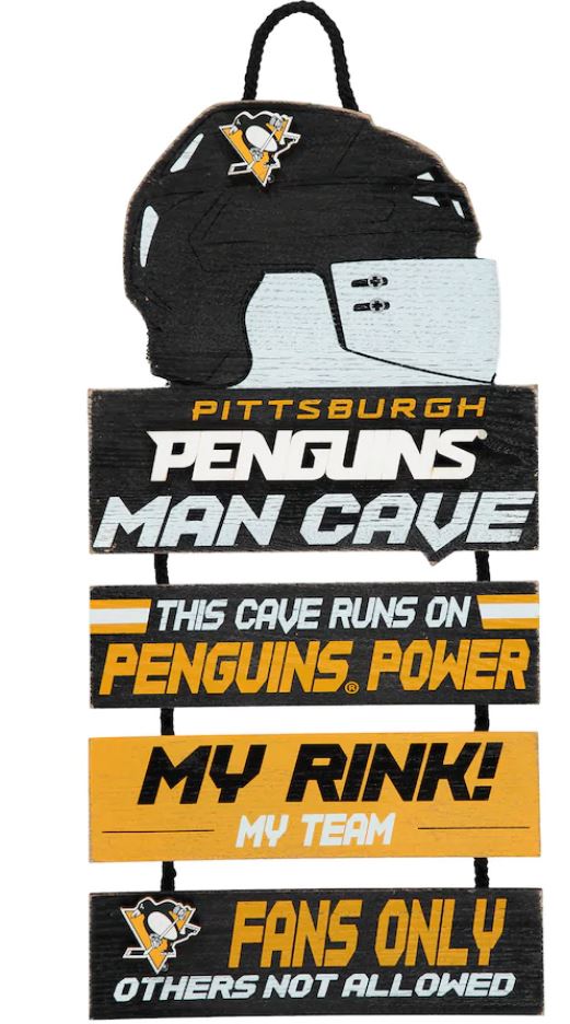 Pittsburgh Penguins NHL Hockey Wooden Helmet Man Cave Dangle Sign - Dynasty Sports & Framing 