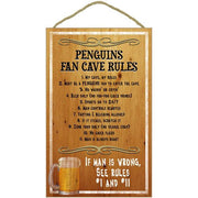 Pittsburgh Penguins Fan Cave Rules NHL Hockey Wooden Sign - Dynasty Sports & Framing 