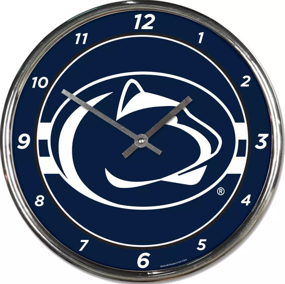 Penn State Nittany Lions Round Chrome Clock - Dynasty Sports & Framing 