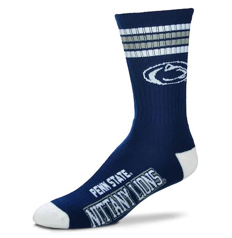 Penn State Nittany Lions Men's NCAA College 4 Stripe Deuce Socks - Dynasty Sports & Framing 