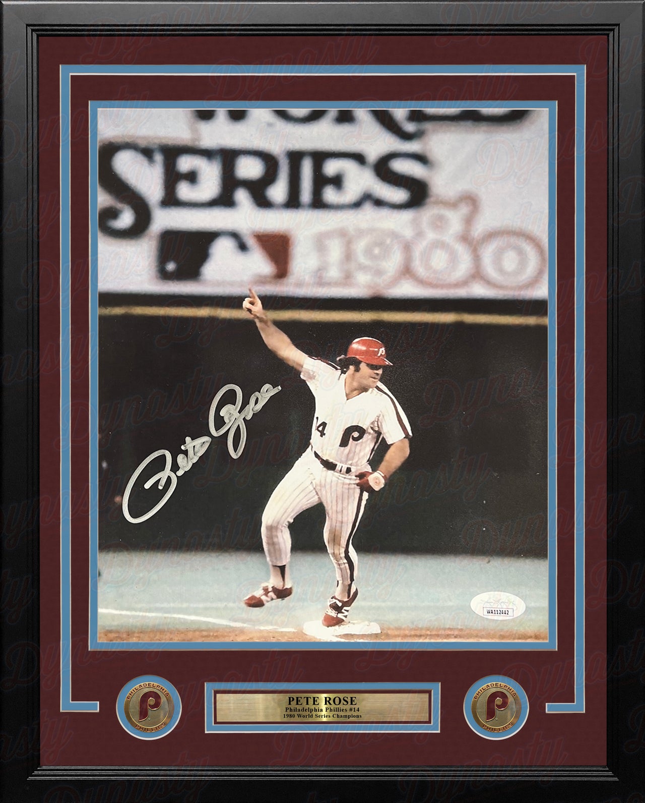 Pete Rose 1980 World Series Philadelphia Phillies Autographed Framed Baseball Photo - Dynasty Sports & Framing 