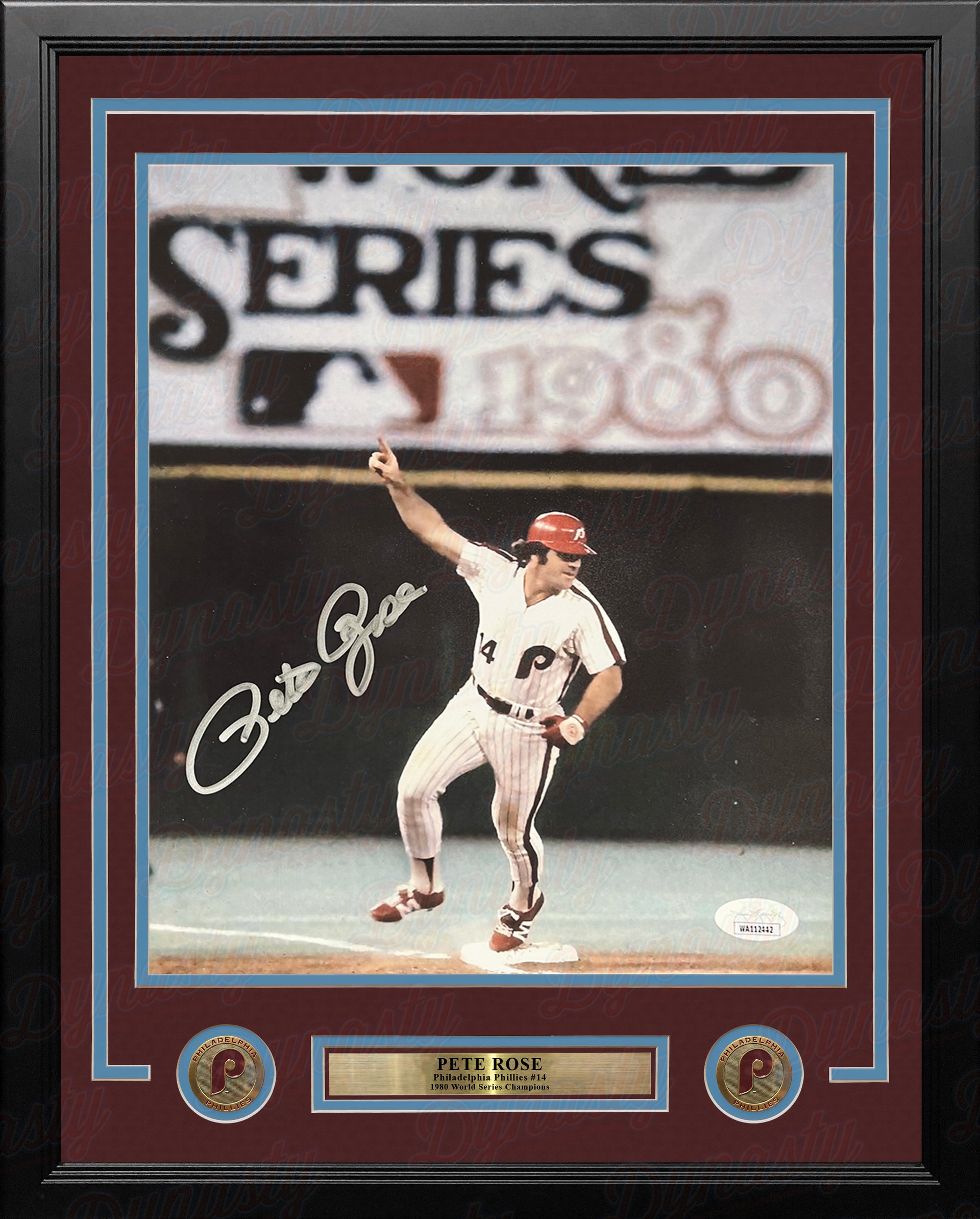 Pete Rose 1980 World Series Philadelphia Phillies Autographed Framed Baseball Photo - Dynasty Sports & Framing 