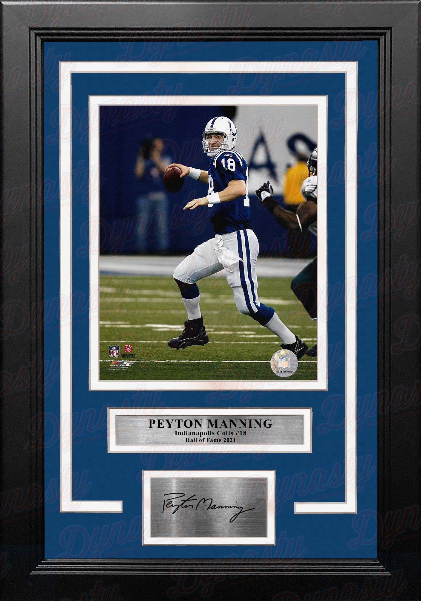 Peyton Manning in Action Indianapolis Colts 8" x 10" Framed Football Photo with Engraved Autograph - Dynasty Sports & Framing 