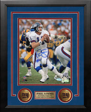 Phil Simms in Action New York Giants Autographed 8" x 10" Framed Football Photo - Dynasty Sports & Framing 