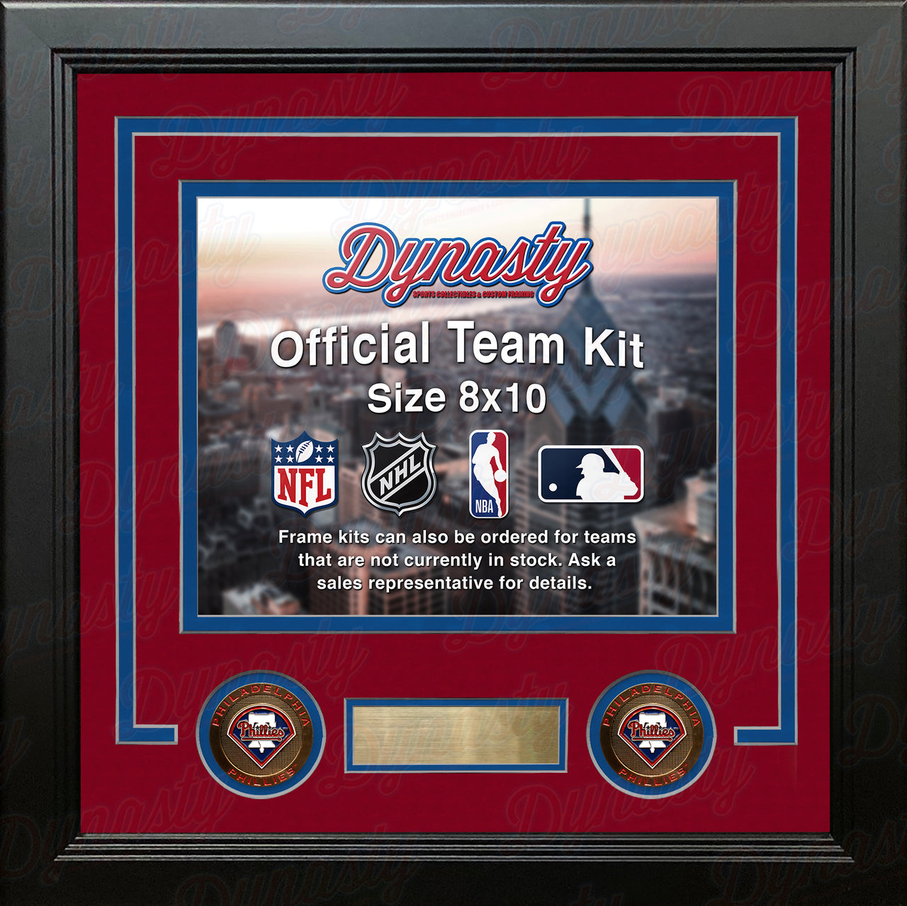 Philadelphia Phillies Baseball Picture Frame Kit (Red Matting, Blue Trim) - Dynasty Sports & Framing 