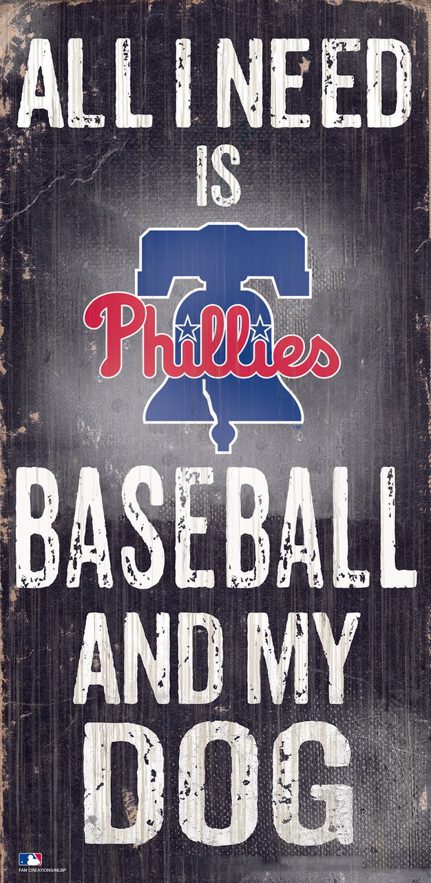 Philadelphia Phillies Baseball and My Dog Wooden Sign - Dynasty Sports & Framing 