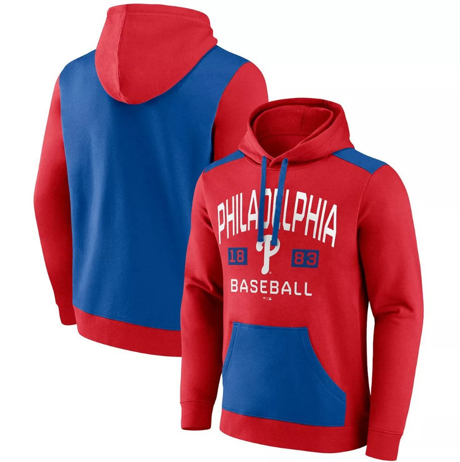 Philadelphia Phillies Red/Royal Chip In Pullover Hoodie - Dynasty Sports & Framing 