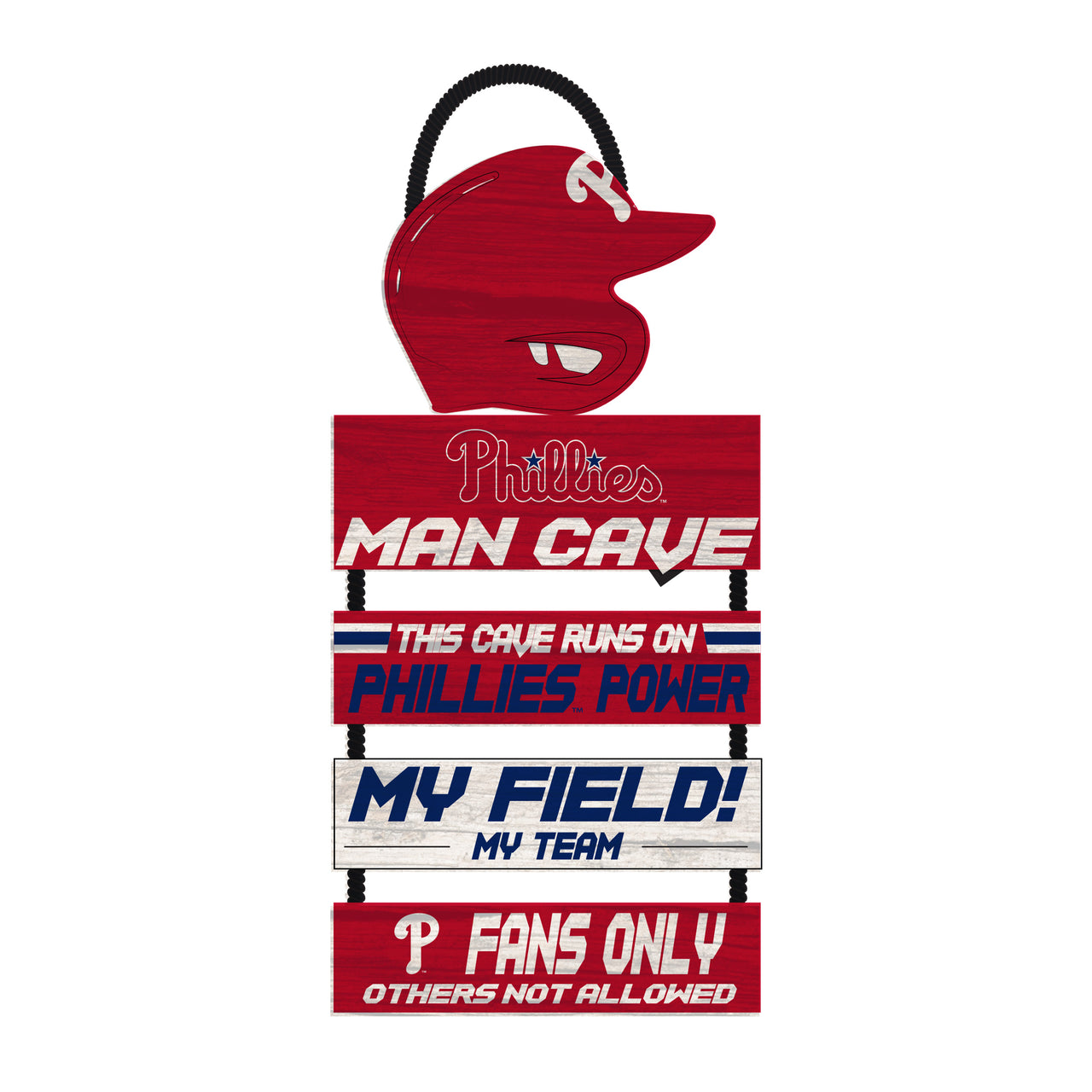 Philadelphia Phillies Wooden Helmet Man Cave Dangle Sign - Dynasty Sports & Framing 