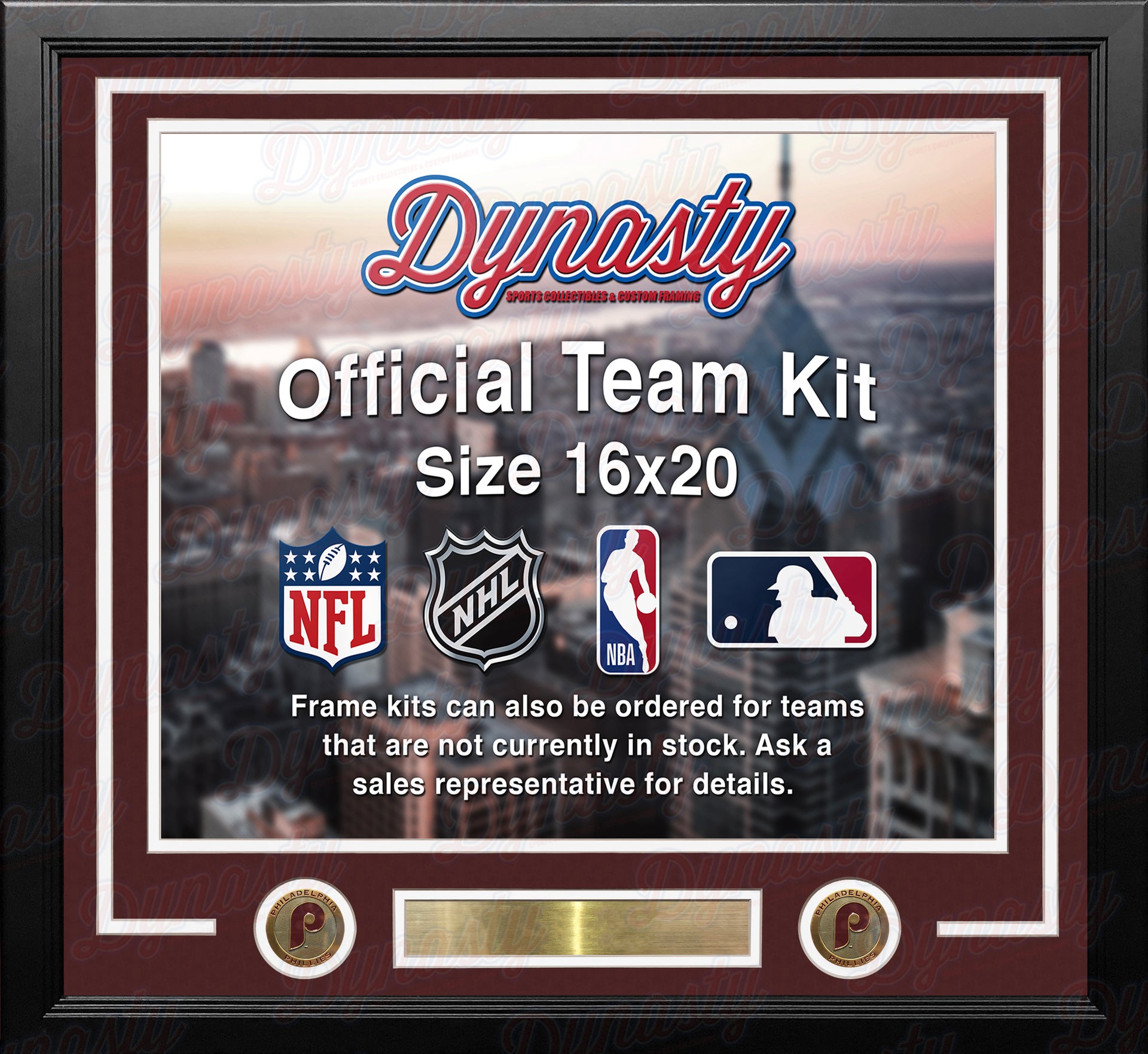 Philadelphia Phillies Throwback Custom MLB Baseball 16x20 Picture Frame Kit (Multiple Colors) - Dynasty Sports & Framing 