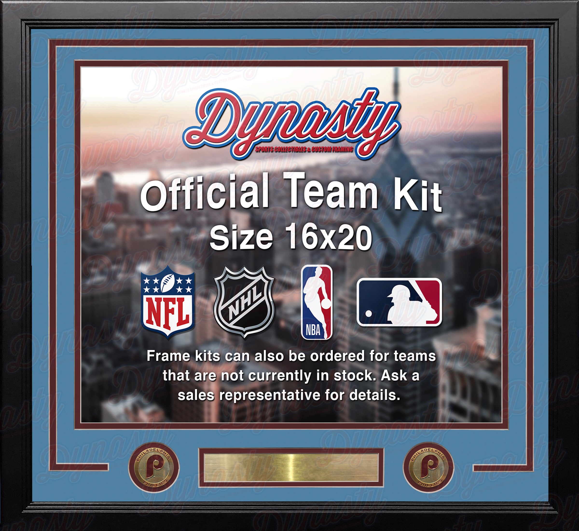 Philadelphia Phillies Throwback Custom MLB Baseball 16x20 Picture Frame Kit (Multiple Colors) - Dynasty Sports & Framing 