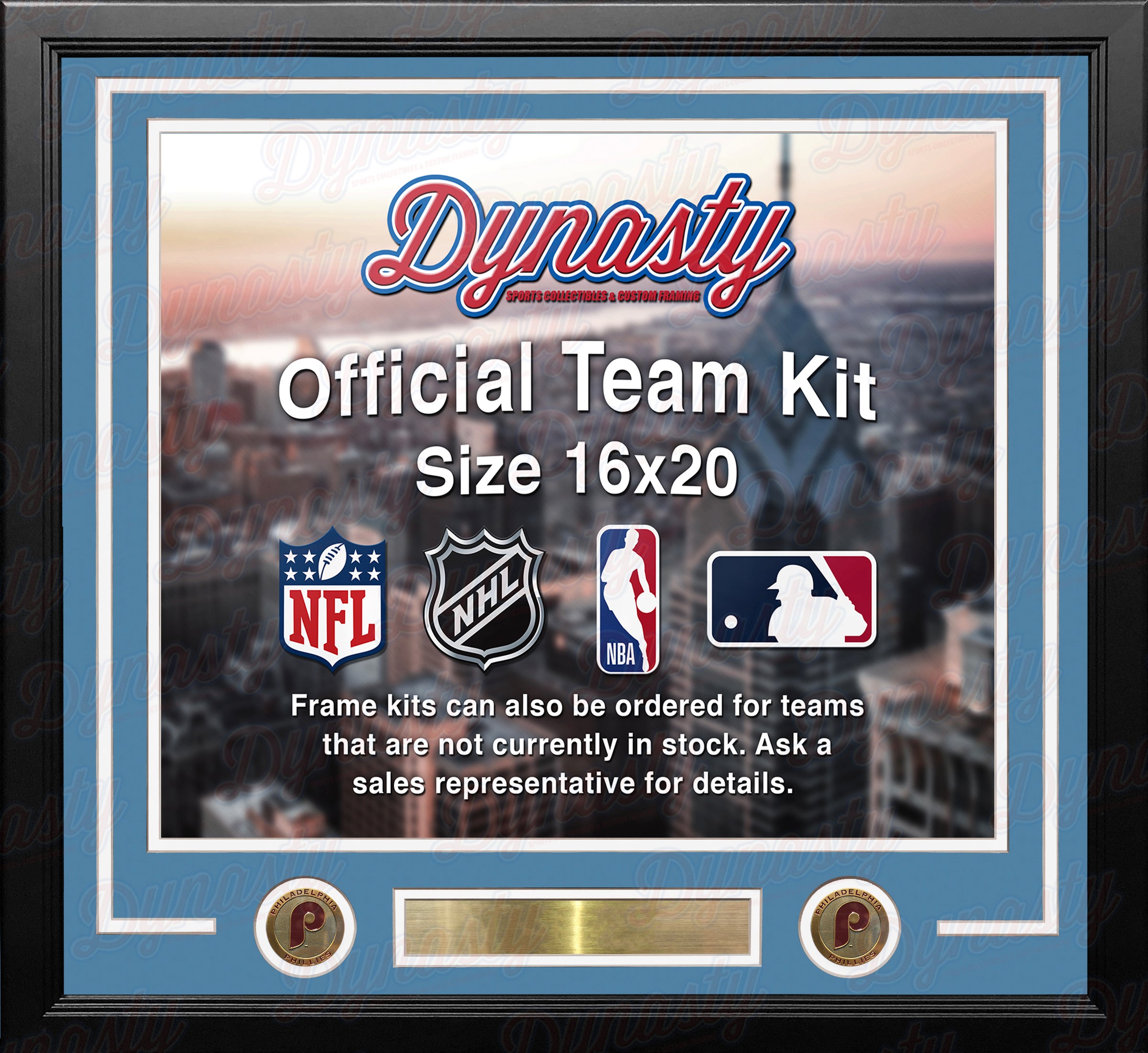 Philadelphia Phillies Throwback Custom MLB Baseball 16x20 Picture Frame Kit (Multiple Colors) - Dynasty Sports & Framing 