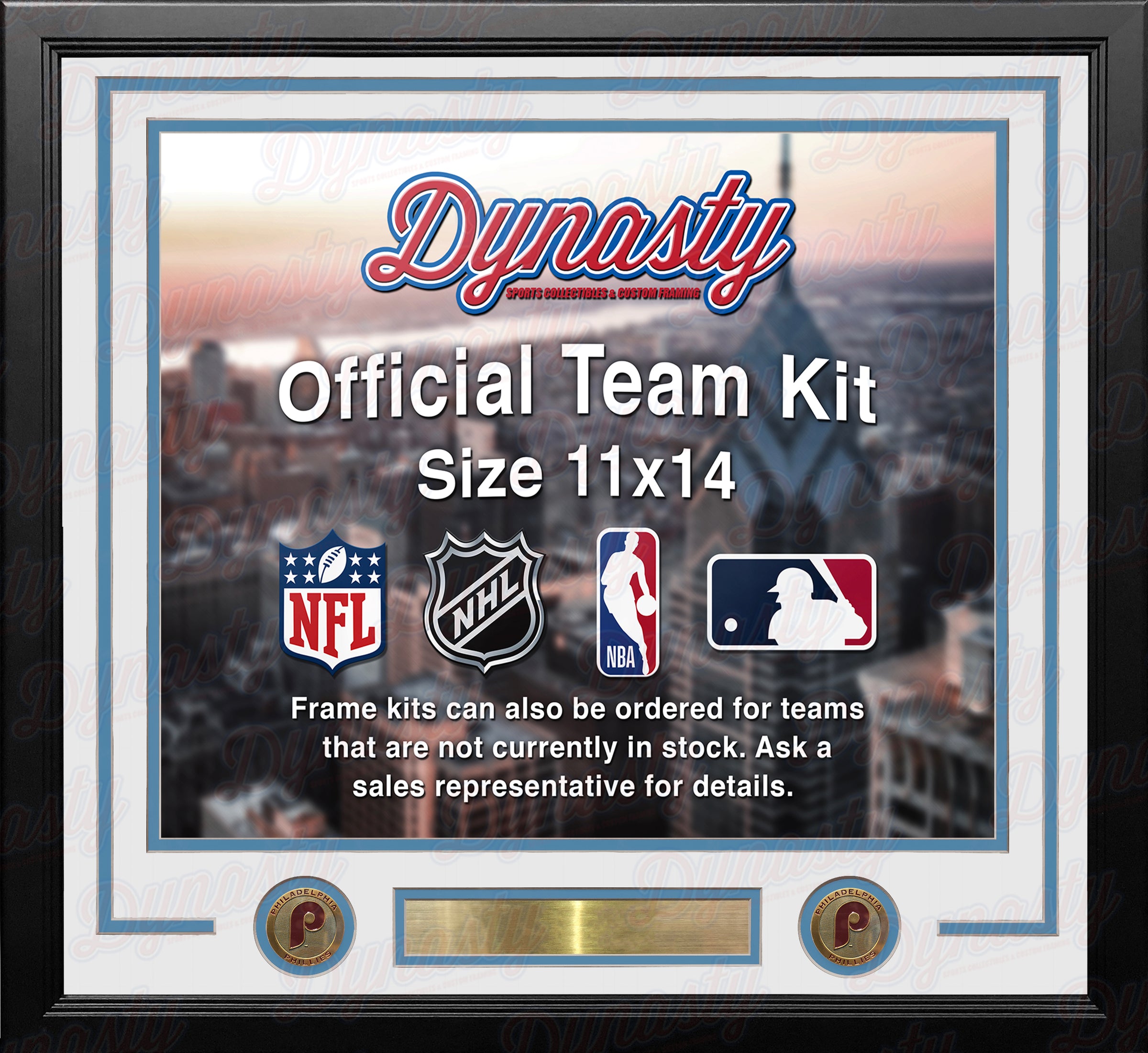 Philadelphia Phillies Throwback Custom MLB Baseball 11x14 Picture Frame Kit (Multiple Colors) - Dynasty Sports & Framing 