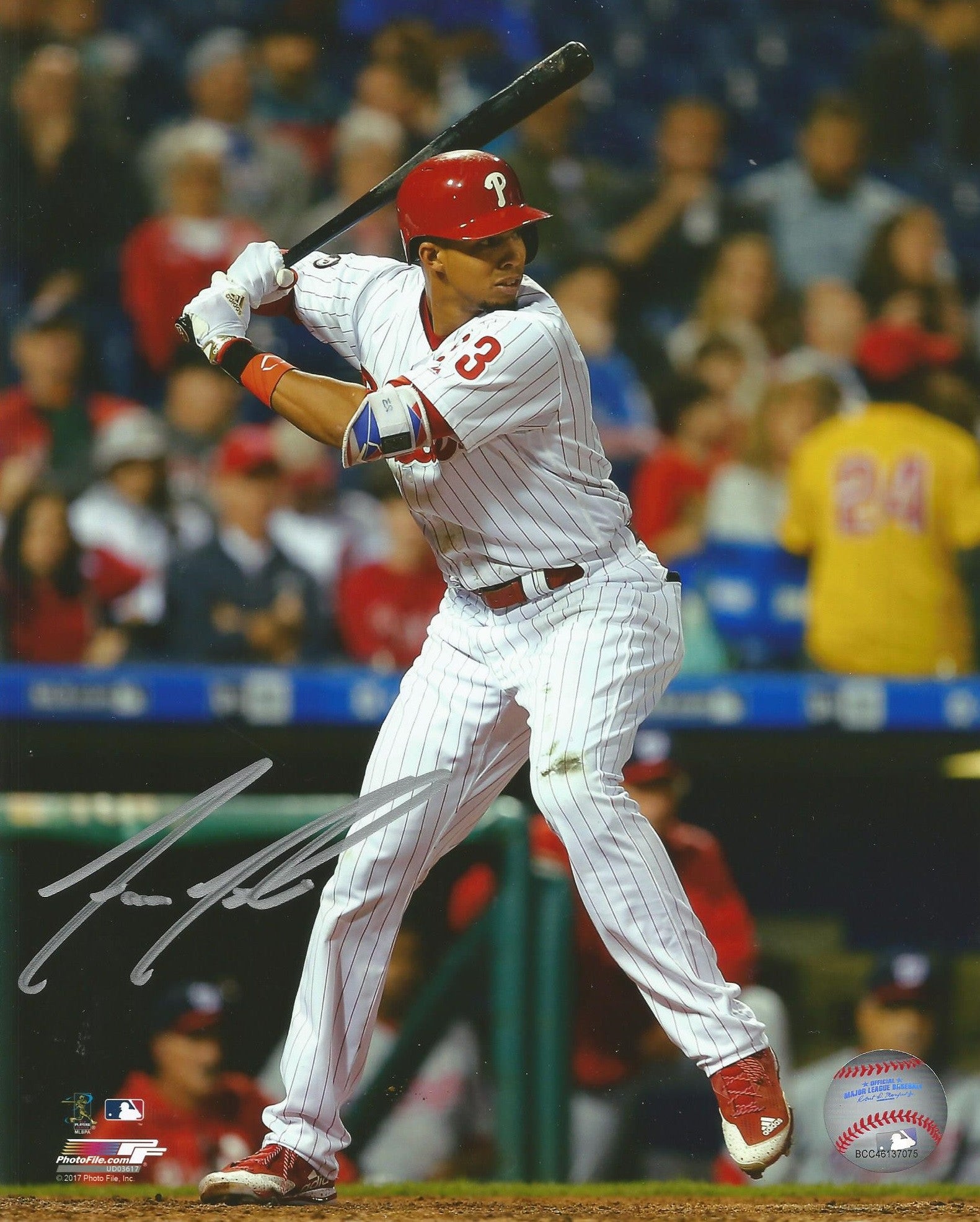 Aaron Altherr At-Bat Autographed Philadelphia Phillies Baseball Photo - Dynasty Sports & Framing 