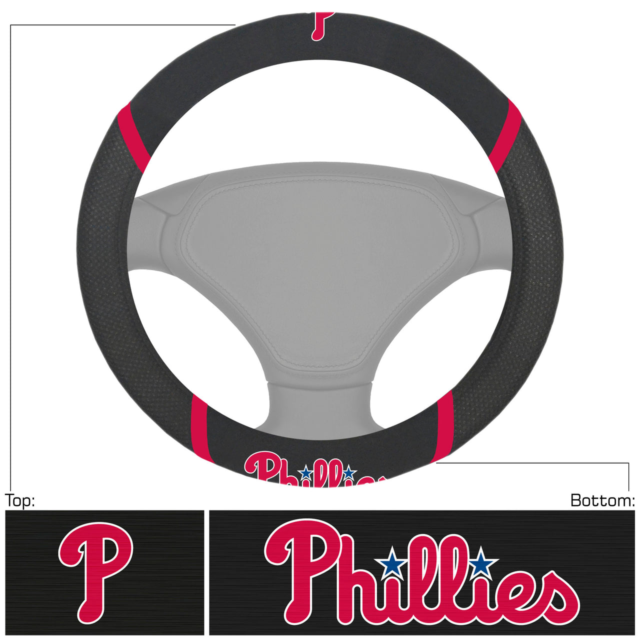 Philadelphia Phillies Deluxe Baseball Steering Wheel Cover - Dynasty Sports & Framing 