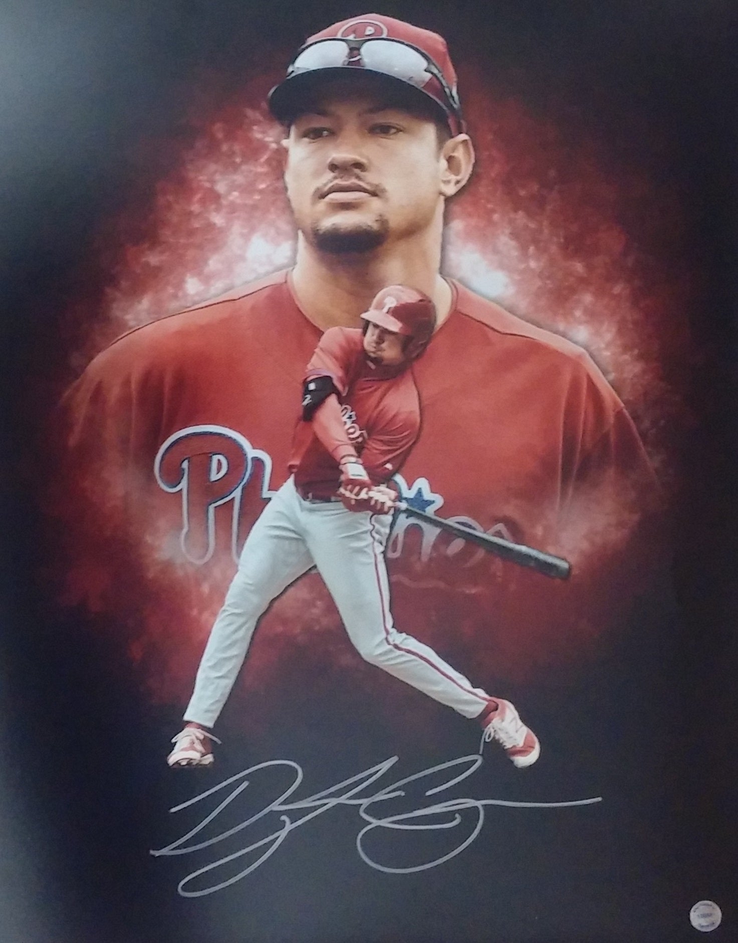 Dylan Cozens Blackout Collage Autographed Philadelphia Phillies 16" x 20" Baseball Photo - Dynasty Sports & Framing 