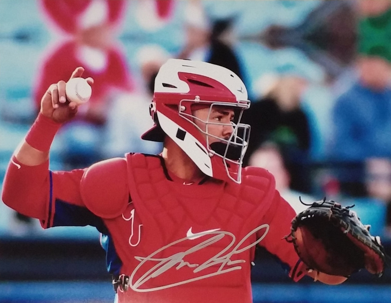 Jorge Alfaro Mask Autographed Philadelphia Phillies Baseball Photo - Dynasty Sports & Framing