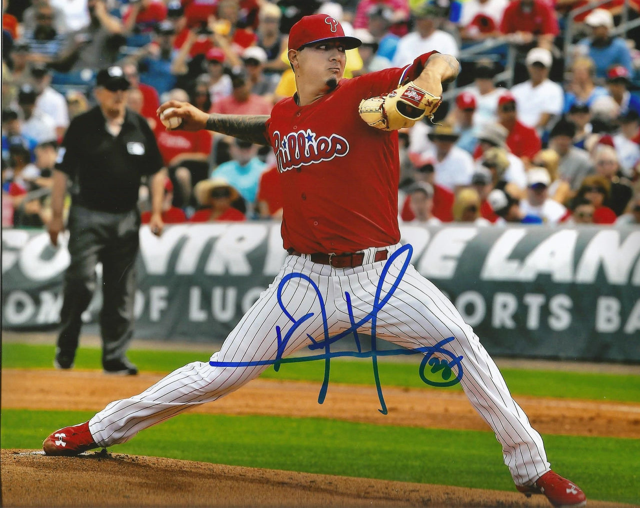 Vincent Velasquez Pitching Autographed Philadelphia Phillies Baseball Photo - Dynasty Sports & Framing 