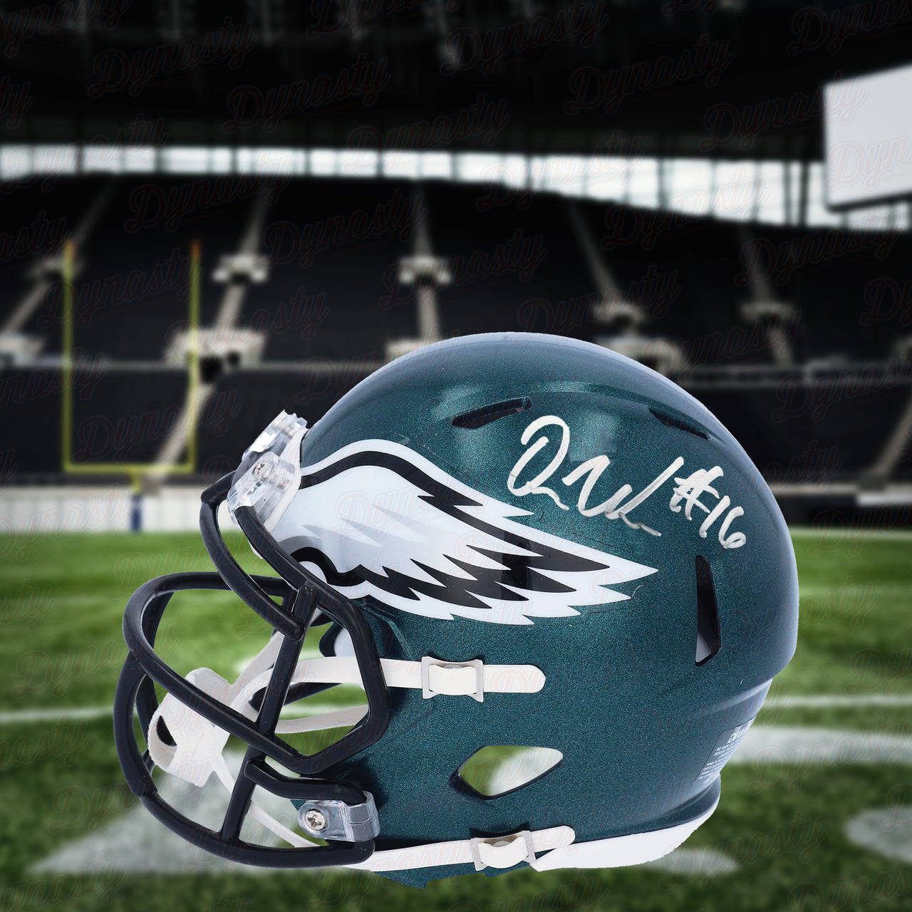Quez Watkins Philadelphia Eagles Autographed Football Speed Mini-Helmet - Dynasty Sports & Framing 