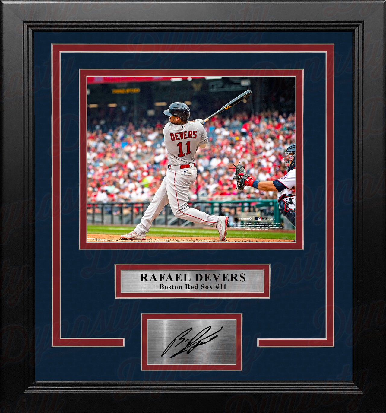 Rafael Devers in Action Boston Red Sox 8" x 10" Framed Baseball Photo with Engraved Autograph - Dynasty Sports & Framing 