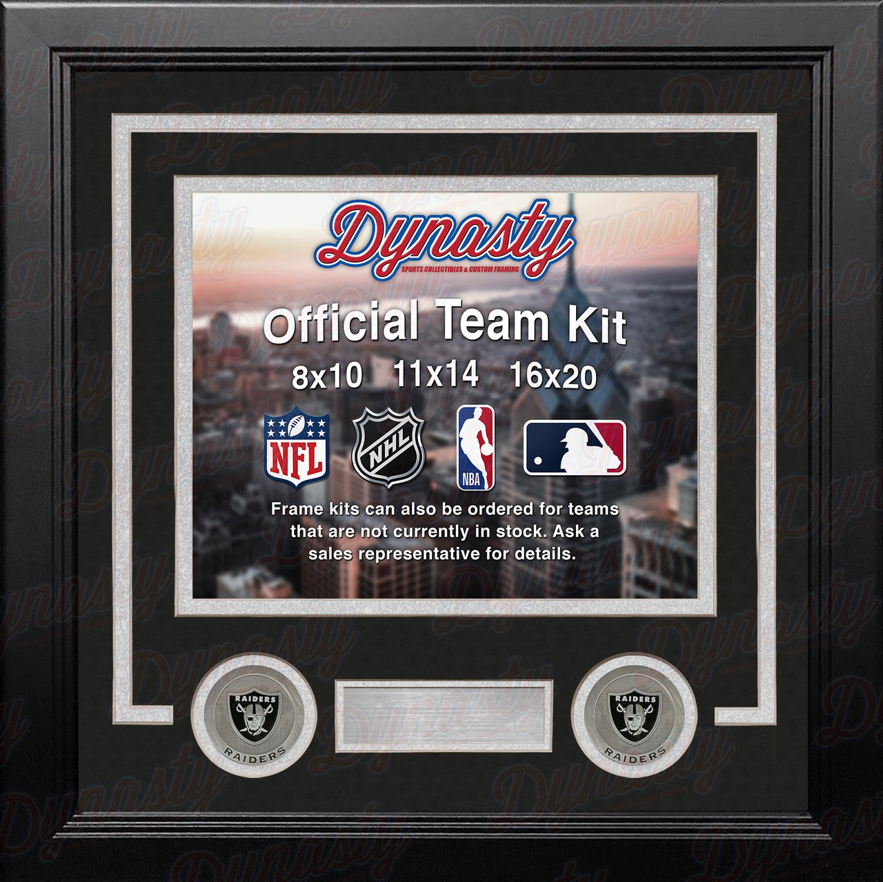 Las Vegas Raiders Custom NFL Football 11x14 Picture Frame Kit (Multiple Colors) - Dynasty Sports & Framing 