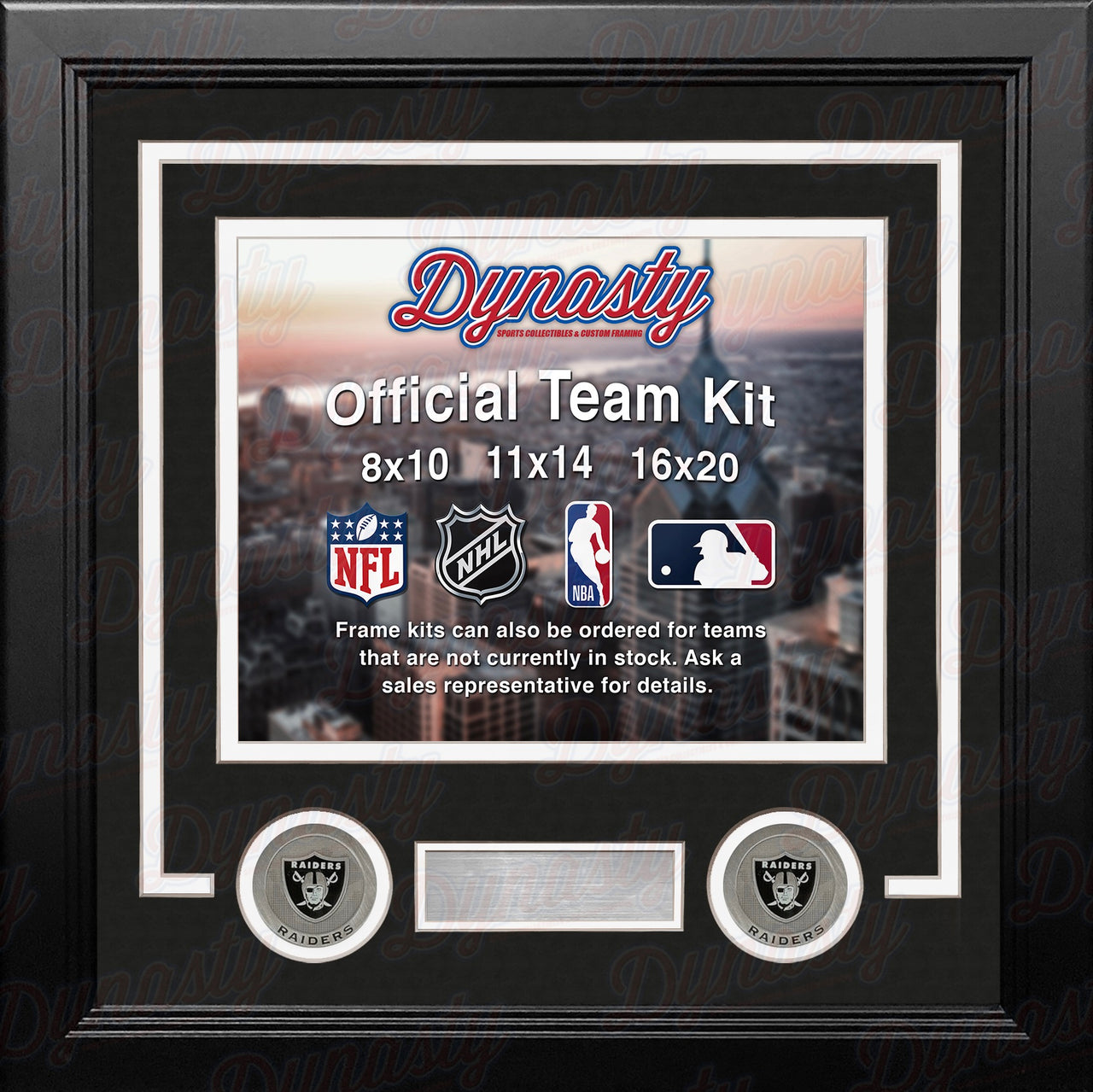 Las Vegas Raiders Custom NFL Football 16x20 Picture Frame Kit (Multiple Colors) - Dynasty Sports & Framing 