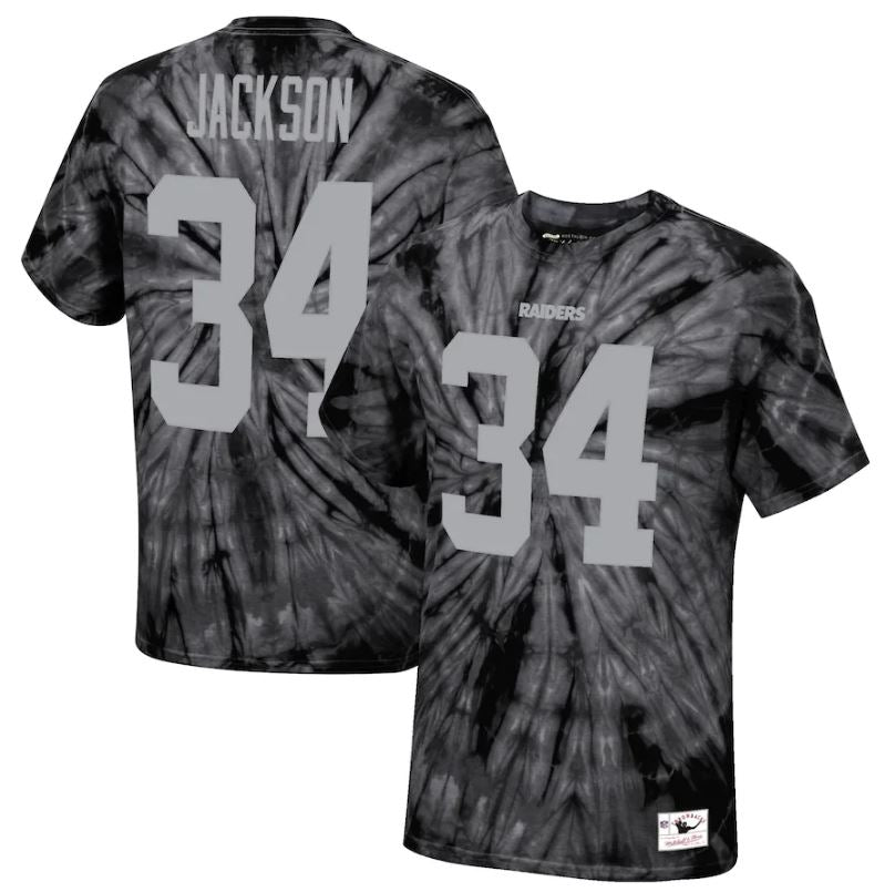 Bo Jackson Las Vegas Raiders Mitchell & Ness Tie-Dye Retired Player Name & Number T-Shirt - Dynasty Sports & Framing 