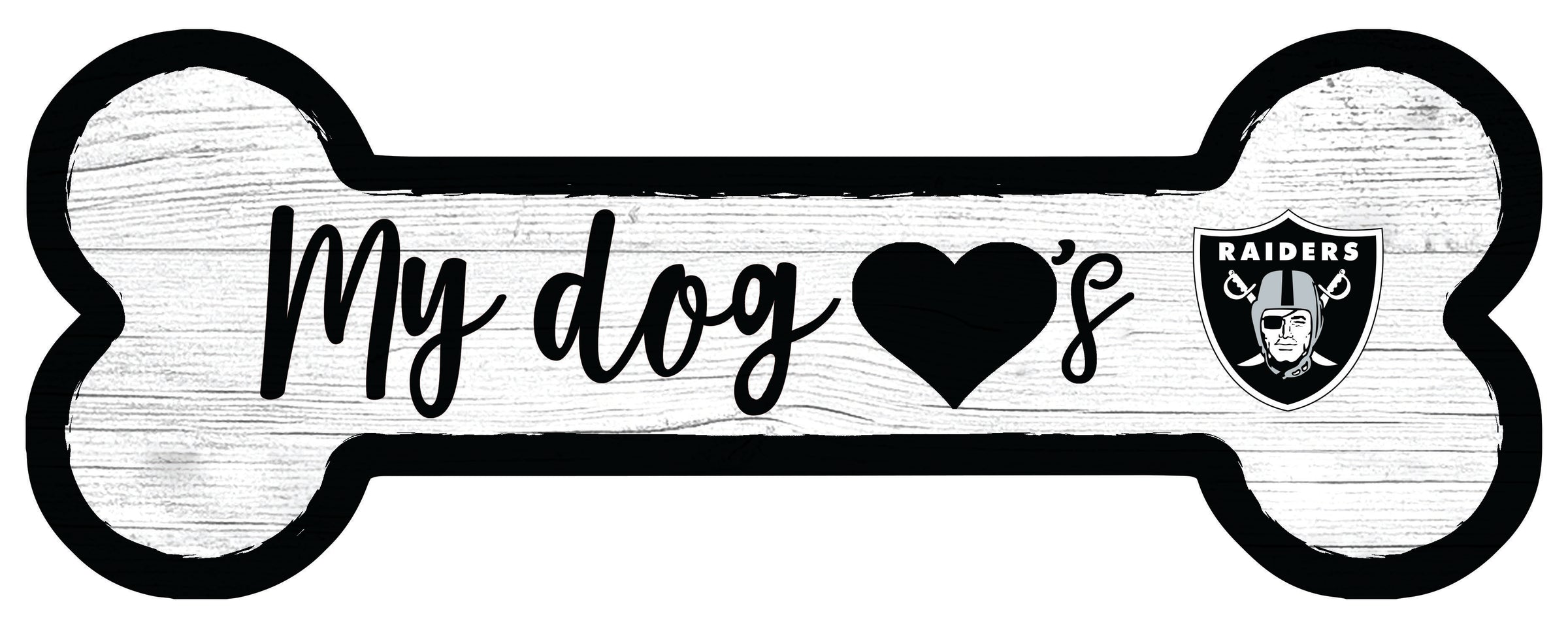Las Vegas Raiders Football Dog Bone White Wooden Sign - Dynasty Sports & Framing 
